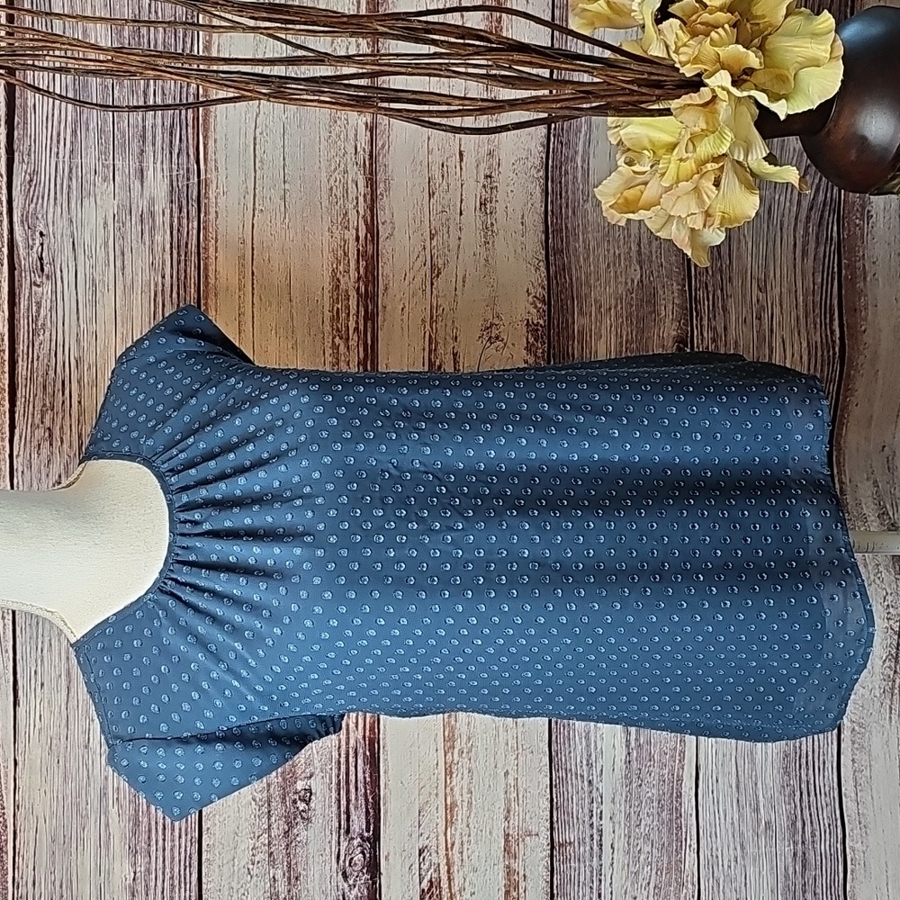 DR2 BY DANIEL RAINN NAVY BLUE LINED CAP SLEEVE PULLOVER TOP BLOUSE
